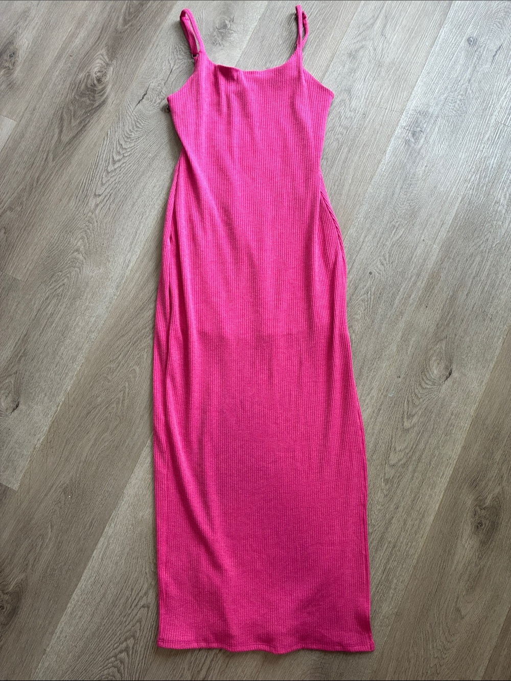 NWOT Tyche Hot Pink Ribbed Maxi Slip Dress